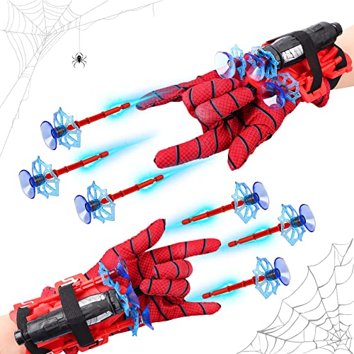 Jognee 2 Set Spiderman Launcher Handschuhen, Spiderman Spielzeughandschuh, Spider Man Spielzeug Cosplay, Helden Launcher Handschuh, lustiges pädagogisches Spielzeug, Kostüm Requisiten für Kinder von Jognee