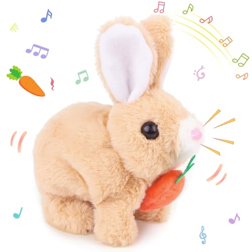 Jognee Plüschtier Spielzeug Hase,Kaninchen Spielzeug,Elektronisches Interaktives Haustier,Osterhasen Kuscheltiere,Osterhase Plüsch,Hase Stofftier,Hase Plüsch mit Sound,Bewegungen,Gehen, von Jognee