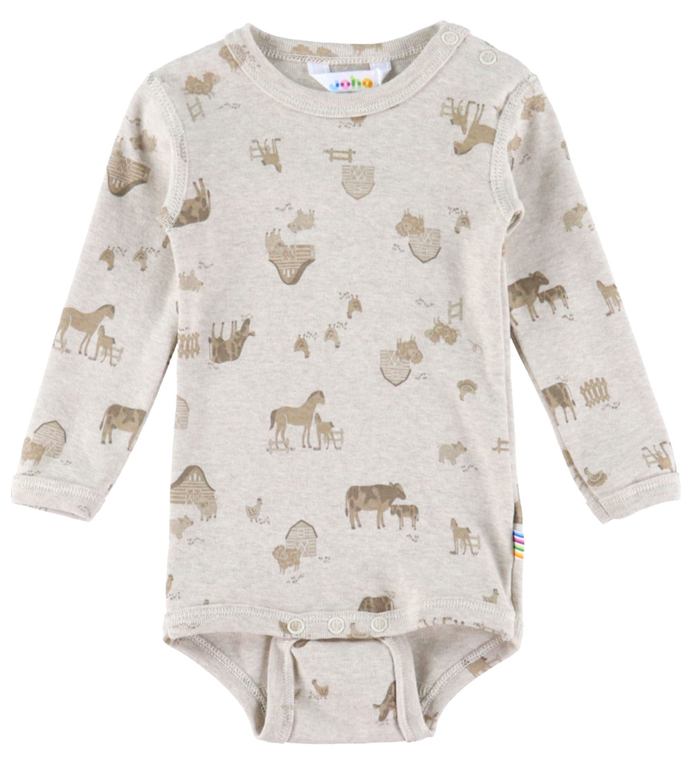 Joha Body l/ä - Hellbeige m. Bauernhoftiere - Joha - 60 - Body L/Ä von Joha