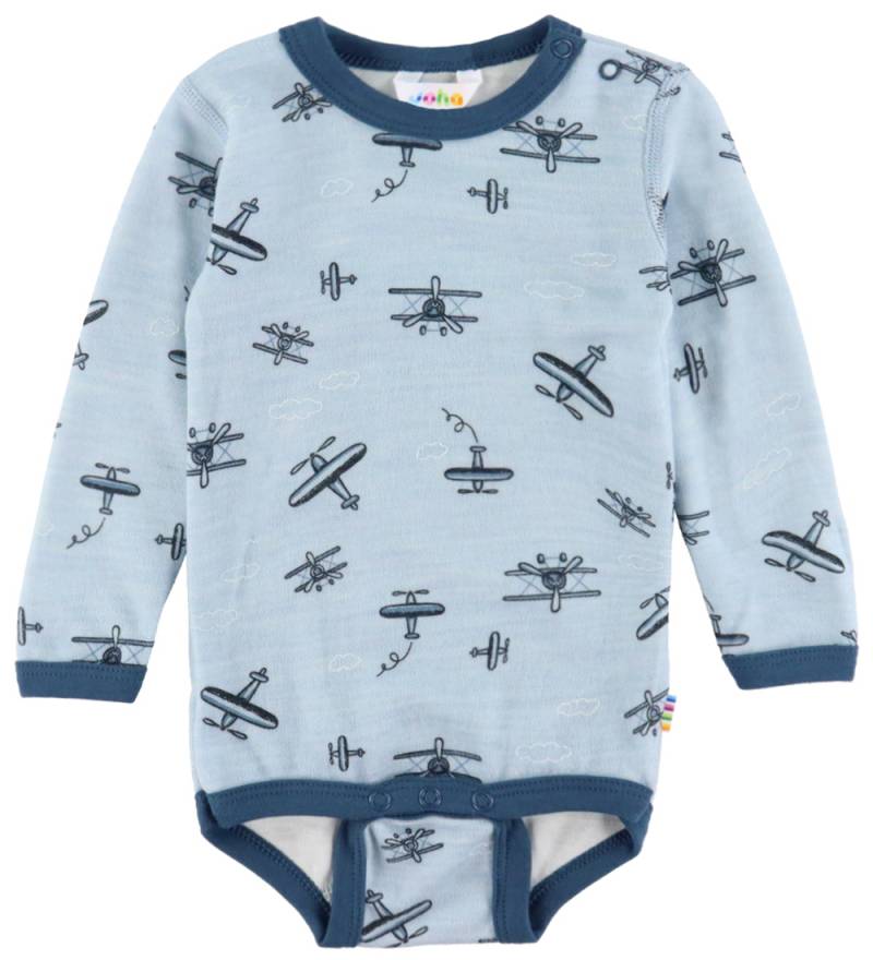 Joha Body l/ä - Wolle/Bambus - Hellblau m. Print - Joha - 100 - Body L/Ä von Joha