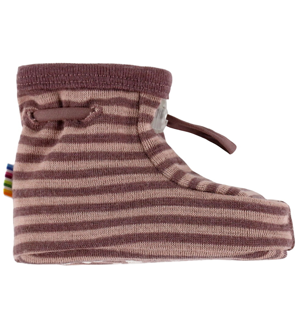 Joha Krabbelschuhe - 2-lagig - Wolle - Rose m. Streifen - Joha - 90 - Krabbelschuhe von Joha