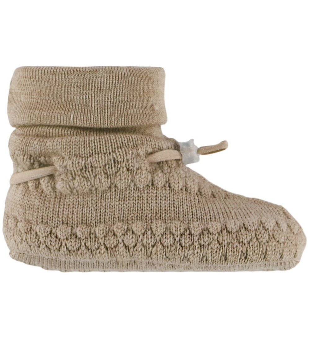 Joha Krabbelschuhe - Strick - Wolle - 2-lagig - Beige Melange - Joha - 90 - Krabbelschuhe von Joha