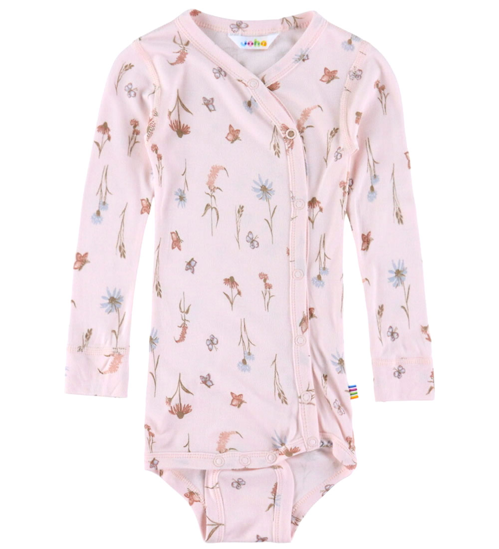 Joha Wickelbody l/ä - Bambus - Rosa m. Blumen - Joha - 50 - Body L/Ä Joha Wickelbody l/ä - Bambus - Rosa m. Blumen - Joha - 50 - Body L/Ä von Joha
