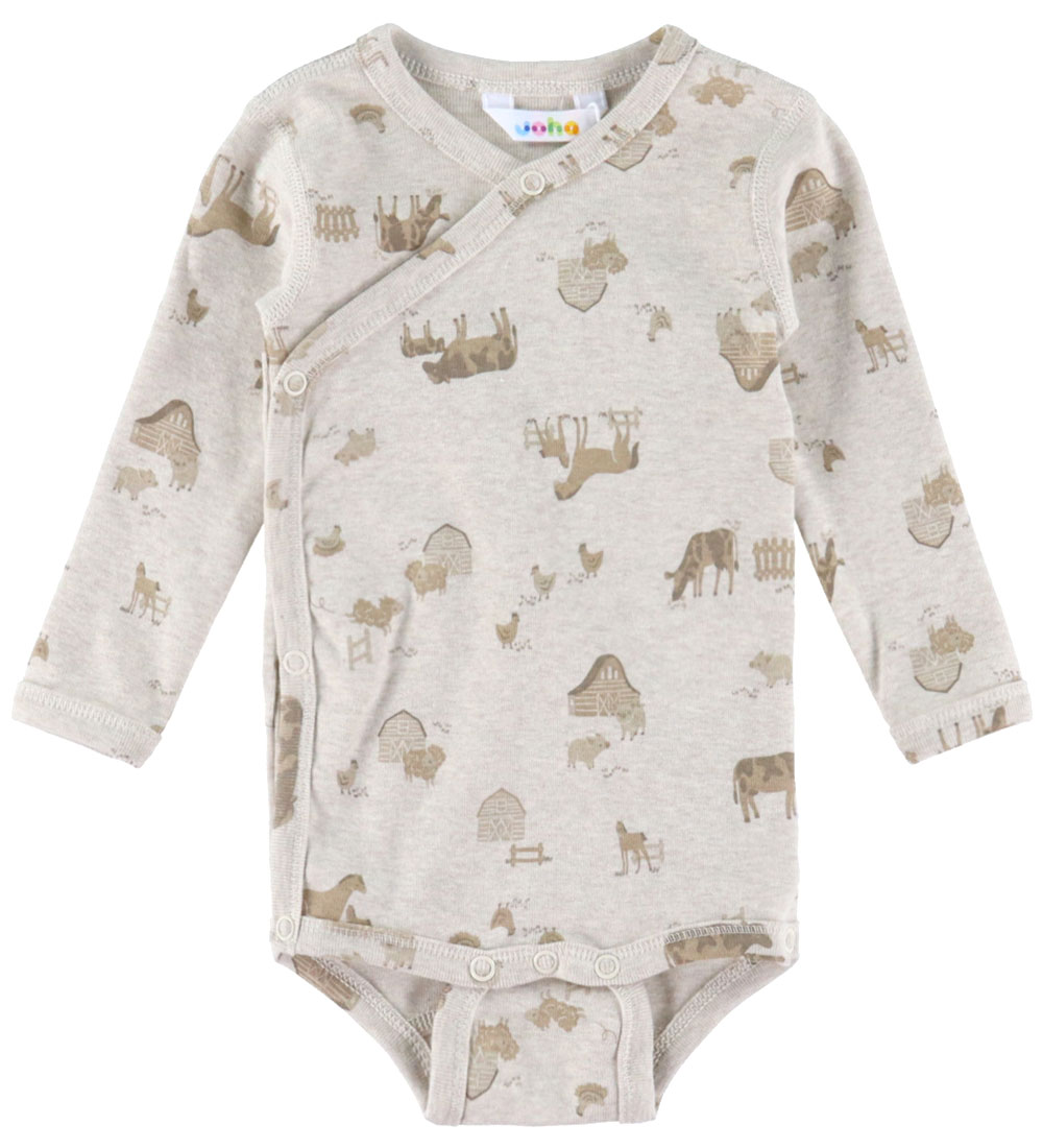 Joha Wickelbody l/ä - Hellbeige m. Bauernhoftiere - Joha - 40 - Body L/Ä Joha Wickelbody l/ä - Hellbeige m. Bauernhoftiere - Joha - 40 - Body L/Ä von Joha