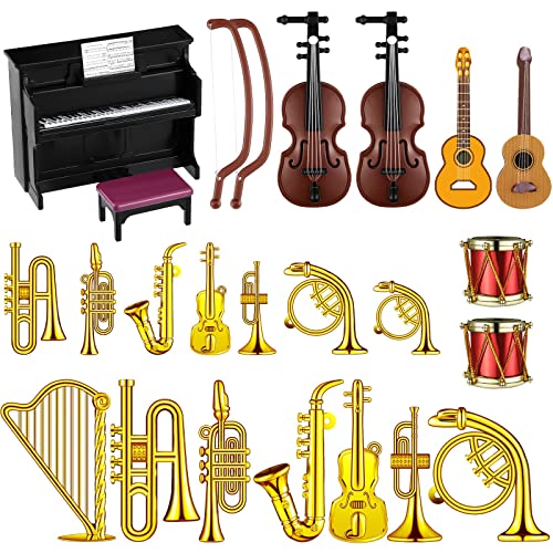 24 Stück Puppenhaus Zubehör Wichtel Zubehör Weihnachten Miniatur Musikinstrumenten Set,Miniatur Geige Klavier Trompete Saxophon E-Gitarre für Miniatur Wohnzimmer möbel zubehör Mini Haus Musikzimmer. 24 Stück Puppenhaus Zubehör Wichtel Zubehör Weihnachten Miniatur Musikinstrumenten Set,Miniatur Geige Klavier Trompete Saxophon E-Gitarre für Miniatur Wohnzimmer möbel zubehör Mini Haus Musikzimmer. von Johiux