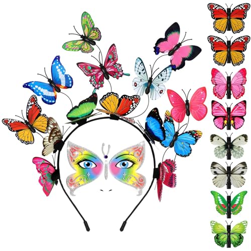 Schmetterling Haarreif und 8 Stück Haarspangen und Schmetterling Glitzer Gesicht Tattoo,Schmetterling Kostüm Zubehör Kinder Damen Mädchen,Karneval Kostüm Kopfschmuck Damen,Faschingskostüme Zubehör Schmetterling Haarreif und 8 Stück Haarspangen und Schmetterling Glitzer Gesicht Tattoo,Schmetterling Kostüm Zubehör Kinder Damen Mädchen,Karneval Kostüm Kopfschmuck Damen,Faschingskostüme Zubehör von Johiux