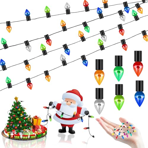 Johiux 1.8 M Wichtel Lichterkette Miniatur,Wichtel Zubehör Fake Lichterkette,1/12 Puppenhaus Zubehör,Bunte Miniatur Puppenhaus Lampen für Weihnachtsdeko Puppenhaus(Nicht Leuchtend) von Johiux