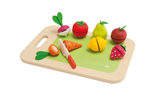 John Adams, Sevi - Chopping Board Fruit & Vegetables Playset: Christmas, Baby Shower, Birthday or Christening Gift for Kids, Wooden & Kids Roleplay Toys, Ages 3+ von Trudi