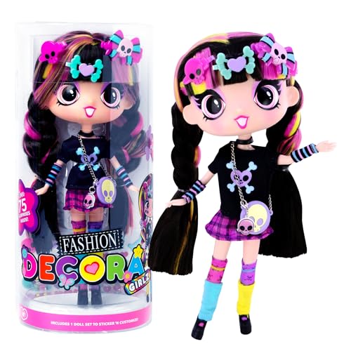 John Adams Decora Girlz Sticker 'n' Style 27,9 cm große Modepuppe zum Sammeln – Luna, Puppe mit über 75 bunten Accessoires. Puppen und Accessoires, ab 4 Jahren von John Adams