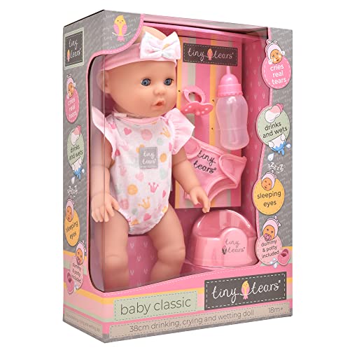 John Adams Tiny Tears – Baby Classic – 38 cm große weinende und nasse Puppe: eine der beliebtesten Puppenmarken Großbritanniens. | Pflegende Puppen | ab 18 Monaten von John Adams