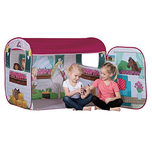 John 77012 Spielzelt Horse Club mit original Schleich Figur-Pferdestall, Caravan, Pferdezelt, Kinderzelt, Spielhaus mit gedrucktem Motiv für Kinder, Bunt Bedruckt John 77012 Spielzelt Horse Club mit original Schleich Figur-Pferdestall, Caravan, Pferdezelt, Kinderzelt, Spielhaus mit gedrucktem Motiv für Kinder, Bunt Bedruckt von John