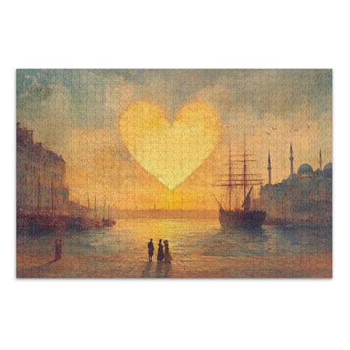 1000 Teile Sonnenuntergang Herz Orange Puzzle Spiele Erwachsene mit Buchstaben auf der Rückseite Puzzles für Erwachsene 1000 Teile Sonnenuntergang Herz Orange Puzzle Spiele Erwachsene mit Buchstaben auf der Rückseite Puzzles für Erwachsene von Joitme