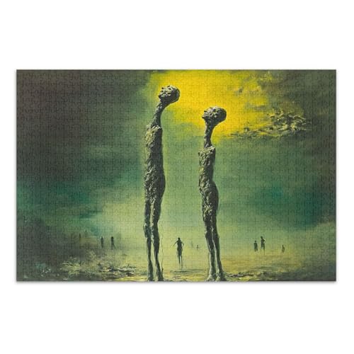 Ätherische Figuren Mondlicht Grün Puzzle Puzzle Erwachsene Puzzles mit Buchstaben auf Rückseite Erwachsene Puzzle 1000 Teile von Joitme