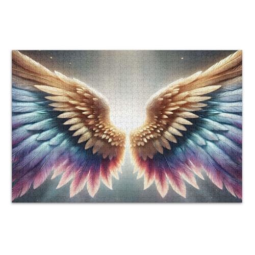 Bunte Engelsflügel-Puzzles, Erwachsenen-Puzzles mit Buchstaben auf der Rückseite, 1000-teiliges Puzzle für Erwachsene Bunte Engelsflügel-Puzzles, Erwachsenen-Puzzles mit Buchstaben auf der Rückseite, 1000-teiliges Puzzle für Erwachsene von Joitme