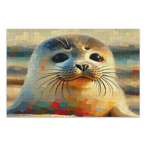 Buntes Siegel-Mosaik-Puzzle, Puzzles mit Buchstaben auf der Rückseite, für Erwachsene, 1000 Teile, mit Buchstaben auf der Rückseite, Puzzles für Erwachsene von Joitme
