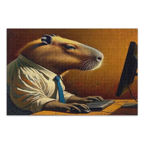 Capybara Work Brown Puzzles Jigsaw, 1000 Puzzles für Erwachsene, mit Buchstaben auf Rückseite, lustige Puzzles von Joitme