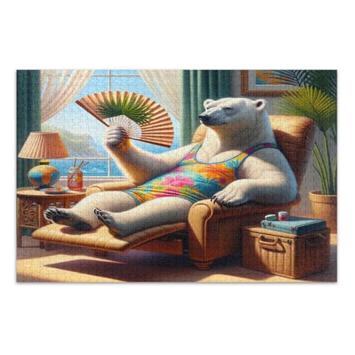 Charming Polar Bear Tropical Jigsaws Puzzles, Puzzle 1000 Teile Erwachsene, mit Buchstaben auf Rückseite, Puzzle Erwachsene von Joitme