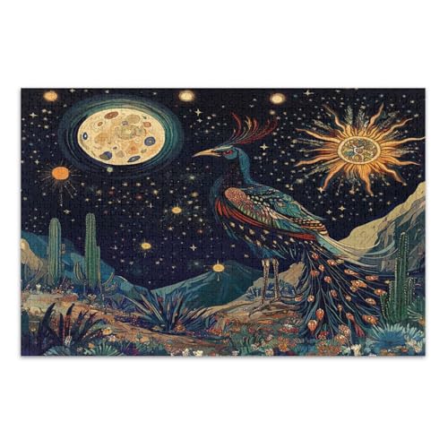 Cosmic Peacock Night Black Puzzles Jigsaw, Puzzle 1000 Teile Erwachsene, mit Buchstaben auf Rückseite, Puzzles für Erwachsene von Joitme