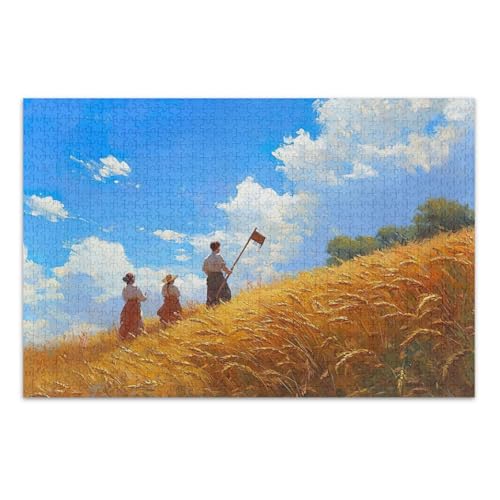 Countryside Blue Sky Blue Puzzles Puzzles mit Buchstaben auf Rückseite für Erwachsene 1000 Teile mit Buchstaben auf Rückseite Lustige Puzzles von Joitme