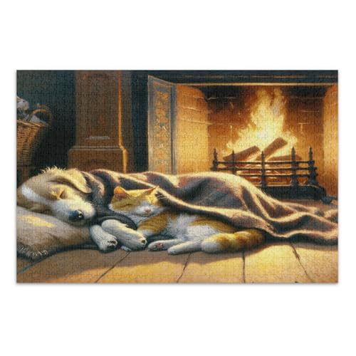 Cozy Dog Fireplace Brown Jigsaw Puzzles, Puzzle 500 Teile Erwachsene, mit Buchstaben auf Rückseite, Puzzles für Erwachsene 1000 Teile Cozy Dog Fireplace Brown Jigsaw Puzzles, Puzzle 500 Teile Erwachsene, mit Buchstaben auf Rückseite, Puzzles für Erwachsene 1000 Teile von Joitme