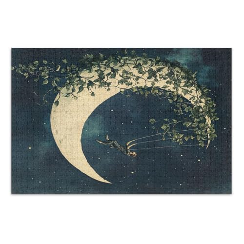 Dreamy Moon Swing Black Jigsaws Puzzles, 1000 Teile Puzzle für Erwachsene, mit Buchstaben auf Rückseite, lustige Puzzles Dreamy Moon Swing Black Jigsaws Puzzles, 1000 Teile Puzzle für Erwachsene, mit Buchstaben auf Rückseite, lustige Puzzles von Joitme