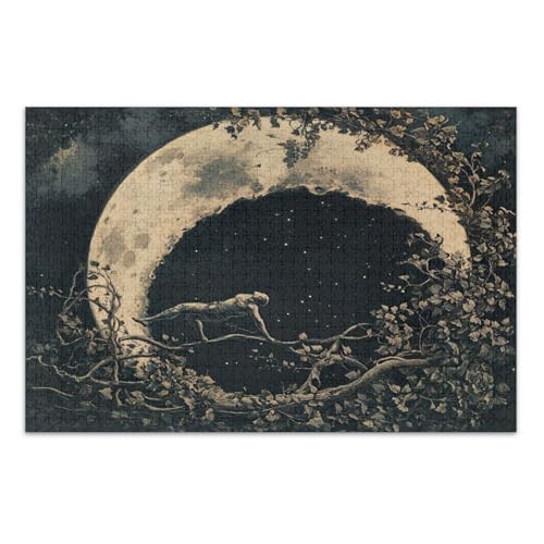 Dreamy Moon Swing Black Puzzles Jigsaw, 1000 Teile Puzzles für Erwachsene, mit Buchstaben auf Rückseite, lustige Puzzles Dreamy Moon Swing Black Puzzles Jigsaw, 1000 Teile Puzzles für Erwachsene, mit Buchstaben auf Rückseite, lustige Puzzles von Joitme