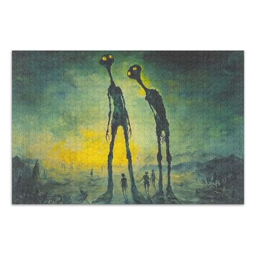 Ethereal Figuren Mondlicht Grün Puzzle Puzzle 1000 Teile Puzzles für Erwachsene mit Buchstaben auf Rückseite Erwachsene Puzzle Spiele von Joitme