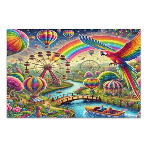 Fantasy Fairground Rainbow Puzzle Puzzles für Erwachsene 1000 Teile mit Buchstaben auf der Rückseite Lustige Puzzles von Joitme
