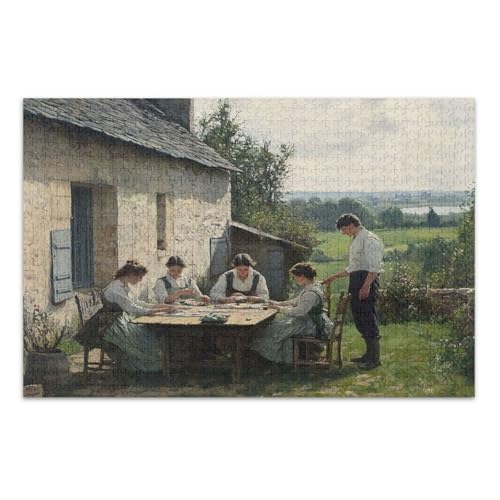 French Farmhouse Morning Beige Puzzles Jigsaw, Adult Jigsaw Puzzles 1000 Teile, mit Buchstaben auf Rückseite, Puzzle Erwachsene von Joitme