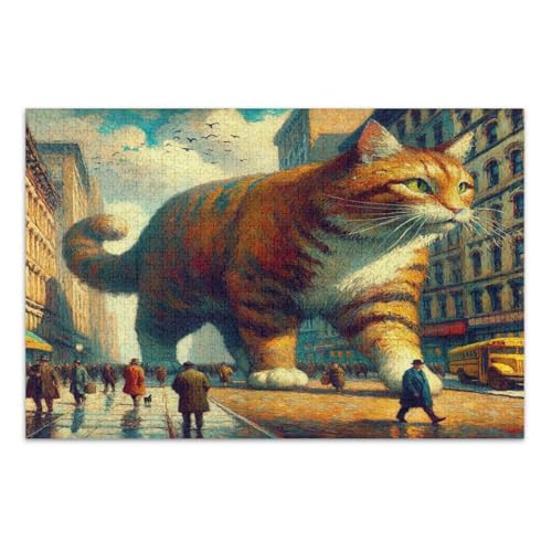 Giant Cat Street Orange Puzzles Erwachsene Puzzles mit Buchstaben auf der Rückseite Puzzles für Erwachsene 1000 Teile von Joitme