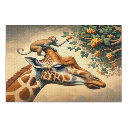 Giraffe Affenbaum Beige Puzzles Puzzles für Erwachsene mit Buchstaben auf der Rückseite Puzzles 1000 Teile für Erwachsene von Joitme