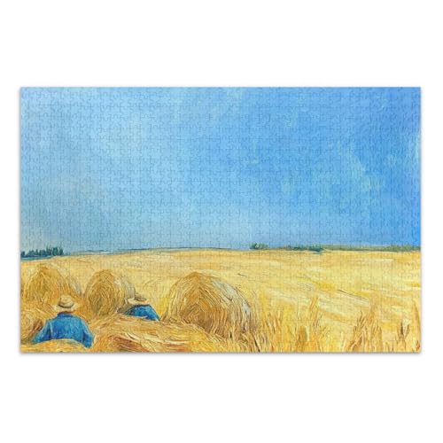 Golden Field Blue Sky Puzzles, Erwachsenenpuzzle mit Buchstaben auf der Rückseite, Puzzle für Erwachsene 1000 Teile von Joitme