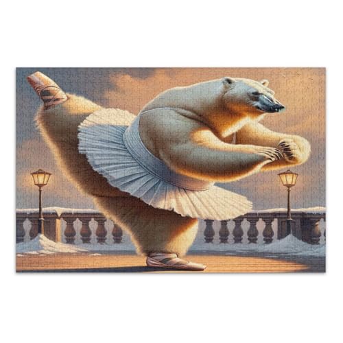Graceful Polar Bear Dance Brown Puzzle Jigsaw, Puzzles für Erwachsene, mit Buchstaben auf der Rückseite, 1000 Teile Puzzles für Erwachsene von Joitme
