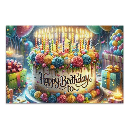 Happy Birthday Cake Jigsaws Puzzles, 1000 Puzzles für Erwachsene, mit Buchstaben auf der Rückseite, lustige Puzzles für Erwachsene Happy Birthday Cake Jigsaws Puzzles, 1000 Puzzles für Erwachsene, mit Buchstaben auf der Rückseite, lustige Puzzles für Erwachsene von Joitme