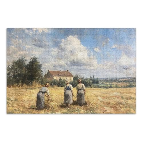 Harvest Gleaner Beige Puzzle Pizzles 1000 Puzzles für Erwachsene mit Buchstaben auf der Rückseite, lustige Puzzles für Erwachsene von Joitme