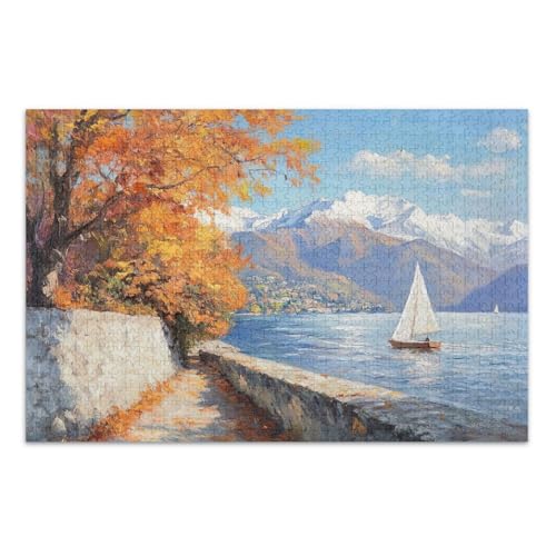 Lake Mountain Sail White Puzzle, 1000 Puzzles für Erwachsene, mit Buchstaben auf der Rückseite, Puzzle-Spiele für Erwachsene Lake Mountain Sail White Puzzle, 1000 Puzzles für Erwachsene, mit Buchstaben auf der Rückseite, Puzzle-Spiele für Erwachsene von Joitme