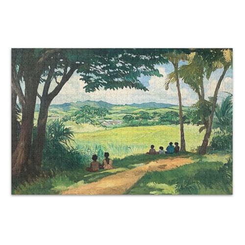 Landschaft Grünes Puzzle Erwachsene mit Buchstaben auf der Rückseite 1000 Puzzles für Erwachsene von Joitme