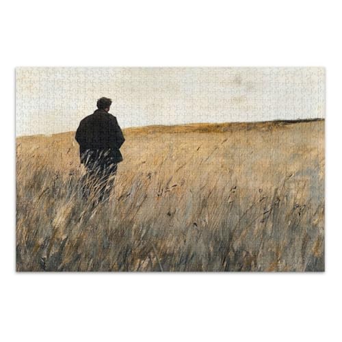 Man Weizenfeld Beige Puzzle Pizzles 1000 Teile Puzzles für Erwachsene mit Buchstaben auf der Rückseite Erwachsene Puzzle von Joitme