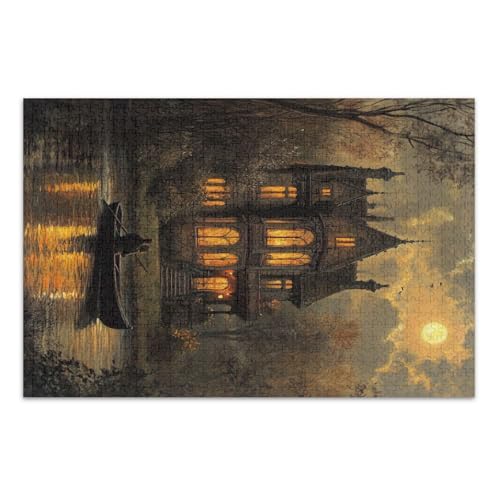 Moonlit Mansion Reflection Black Puzzles Jigsaw, Puzzles für Erwachsene, mit Buchstaben auf der Rückseite, Puzzles mit Buchstaben auf der Rückseite für Erwachsene 1000 Teile Moonlit Mansion Reflection Black Puzzles Jigsaw, Puzzles für Erwachsene, mit Buchstaben auf der Rückseite, Puzzles mit Buchstaben auf der Rückseite für Erwachsene 1000 Teile von Joitme