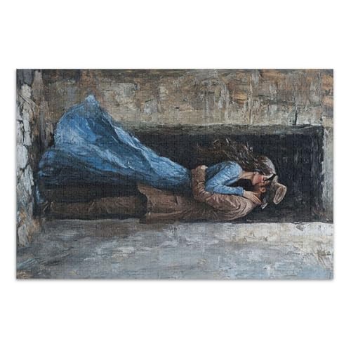 Romantisches Paar Umarmung Beige Puzzle Erwachsene Puzzles mit Buchstaben auf der Rückseite 1000 Puzzles für Erwachsene von Joitme