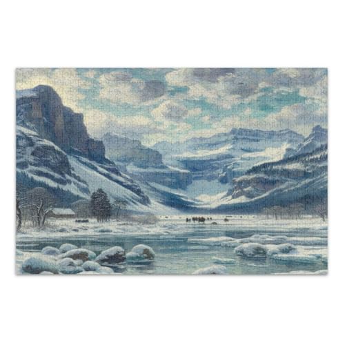 Snowy Mountain White Puzzles Erwachsene Puzzle mit Buchstaben auf der Rückseite 1000 Puzzles für Erwachsene von Joitme