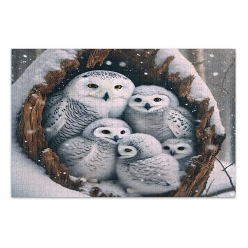 Snowy Owl White Puzzles Jigsaw, 1000 Piece Jigsaw Puzzles for Adults, with Letters on Back Fun Puzzles for Adults von Joitme