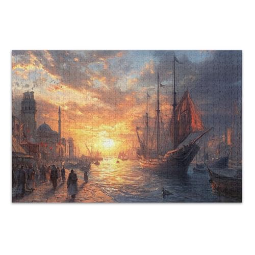 Sonnenuntergang Orange Puzzles, Puzzle für Erwachsene, mit Buchstaben auf der Rückseite, Erwachsenenpuzzles 1000 Teile von Joitme