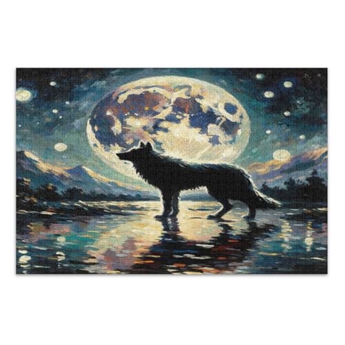 Sternenwolf Mond Blau Jigsaw Puzzles Puzzle 1000 Teile Erwachsene mit Buchstaben auf der Rückseite Fun Puzzles Sternenwolf Mond Blau Jigsaw Puzzles Puzzle 1000 Teile Erwachsene mit Buchstaben auf der Rückseite Fun Puzzles von Joitme