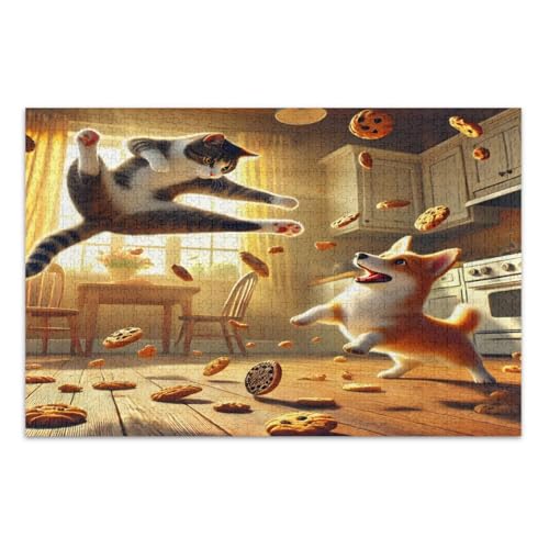 Verspielte Katze Weiß Jigsaw Pizzles Erwachsene Puzzle 1000 Teile mit Buchstaben auf der Rückseite Puzzles für Erwachsene Verspielte Katze Weiß Jigsaw Pizzles Erwachsene Puzzle 1000 Teile mit Buchstaben auf der Rückseite Puzzles für Erwachsene von Joitme