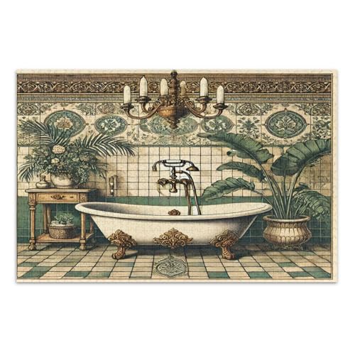 Vintage Badezimmer Beige Puzzles, Puzzle für Erwachsene, mit Buchstaben auf Rückseite, Puzzle 1000 Teile Erwachsene von Joitme