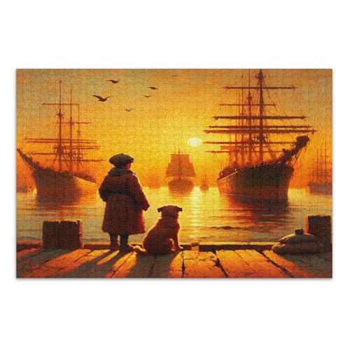 Vintage Sunset Ships Orange Puzzles Jigsaw, 1000 Teile Puzzles für Erwachsene, mit Buchstaben auf der Rückseite, 1000 Teile Puzzles für Erwachsene Vintage Sunset Ships Orange Puzzles Jigsaw, 1000 Teile Puzzles für Erwachsene, mit Buchstaben auf der Rückseite, 1000 Teile Puzzles für Erwachsene von Joitme