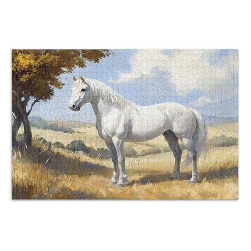 White Horse Meadow Yellow Puzzles, Puzzles mit Buchstaben auf der Rückseite für Erwachsene 1000 Teile, mit Buchstaben auf der Rückseite, lustige Puzzles für Erwachsene White Horse Meadow Yellow Puzzles, Puzzles mit Buchstaben auf der Rückseite für Erwachsene 1000 Teile, mit Buchstaben auf der Rückseite, lustige Puzzles für Erwachsene von Joitme