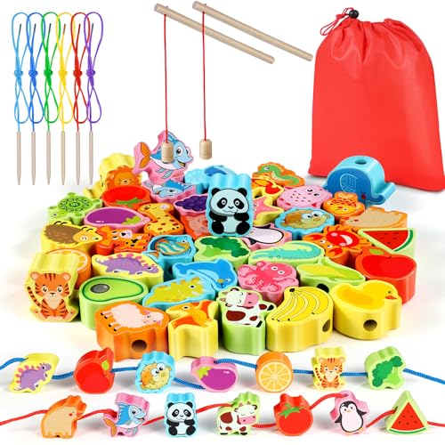 Jojoin 2 in 1 Fädelspiel Montessori Spielzeug - 46 Psc Magnetisches Angelspiel Spiele ab 2 3 Jahre - Obst GemüSe Tiere Holzspielzeug - Lernspiele Motorikspielzeug Ostern Geschenk für Kinder Jojoin 2 in 1 Fädelspiel Montessori Spielzeug - 46 Psc Magnetisches Angelspiel Spiele ab 2 3 Jahre - Obst GemüSe Tiere Holzspielzeug - Lernspiele Motorikspielzeug Ostern Geschenk für Kinder von Jojoin