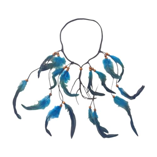 Böhmisches Feder-Stirnband, indisches Haar-Accessoire für Cosplay, Kostüm, Maskeraden, Blau Böhmisches Feder-Stirnband, indisches Haar-Accessoire für Cosplay, Kostüm, Maskeraden, Blau von Jojomis